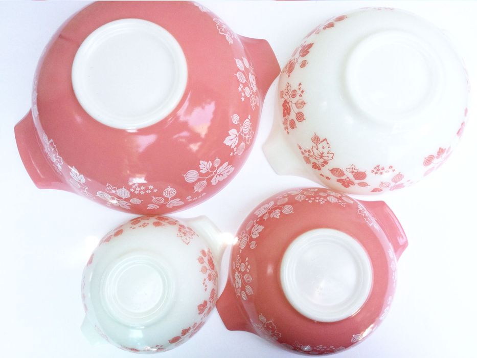 Conjunto de 4 Tigelas Pyrex | Groselha Rosa | EUA, anos 1950