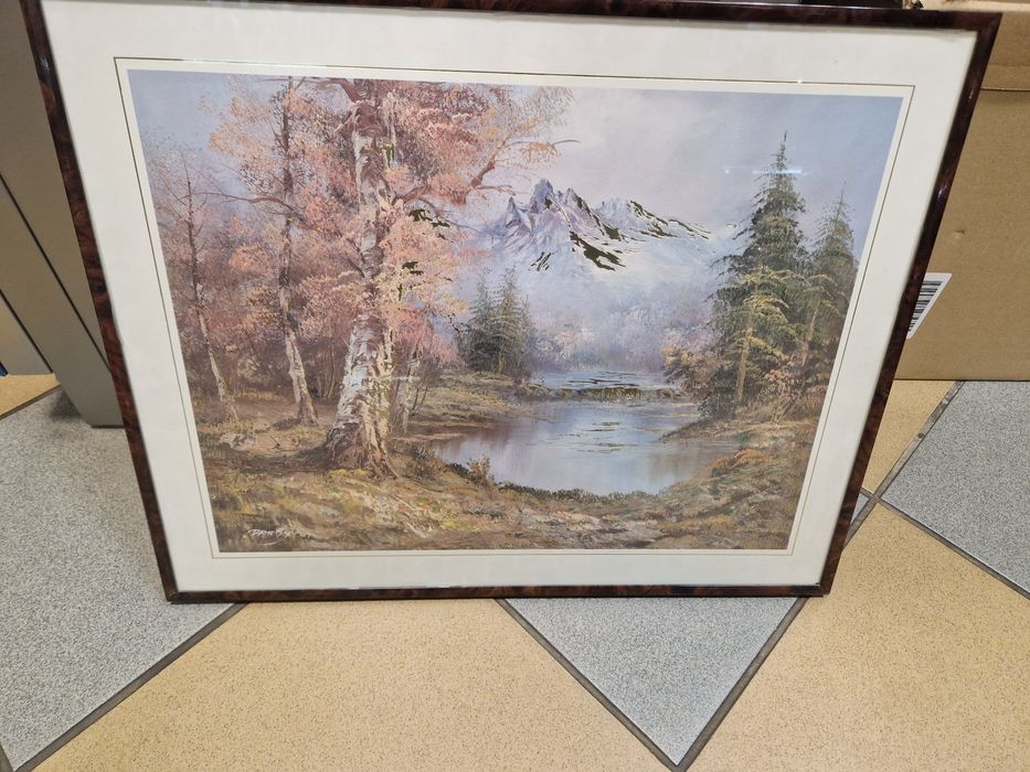 Obraz że złotymi elementami pejzaż