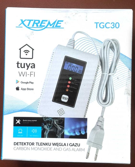 Detektor tlenku wegla i gazu Xtreme Tuya TGC30 WiFi, gwarancja