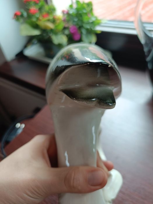Figurka czapla bocian Jihokera Bechyně lata 60. Brusel Czechy vintage