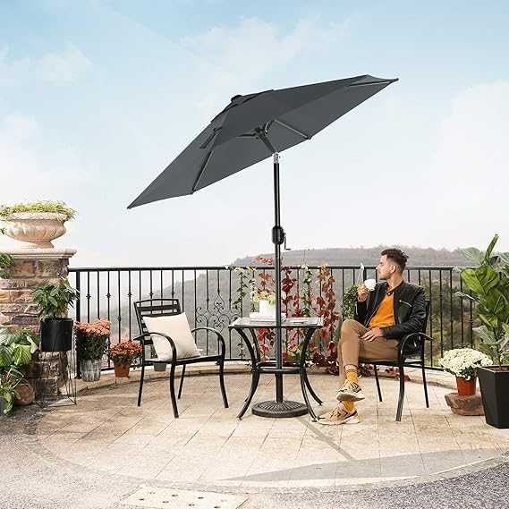 Parasol ogrodowy 2,1 m czarny uchwyt korbowy do otwierania