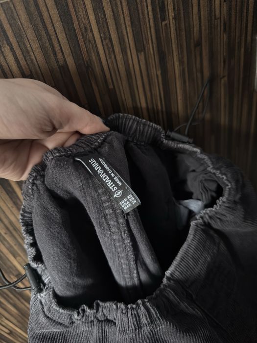 Spodnie cargo sztruksowe ściągacze szare