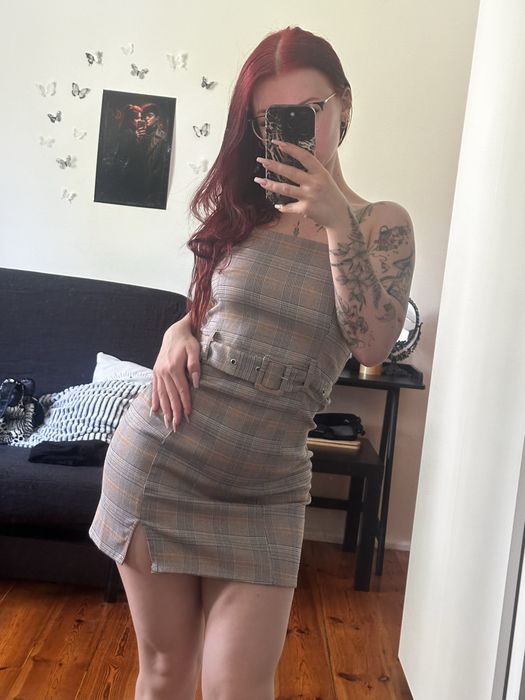 Sukienka mini na ramiączkach z paskiem XS/34 y2k vintage japan style grunge alternative nowa
