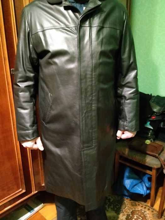 Кожаное мужское пальто класса люкс