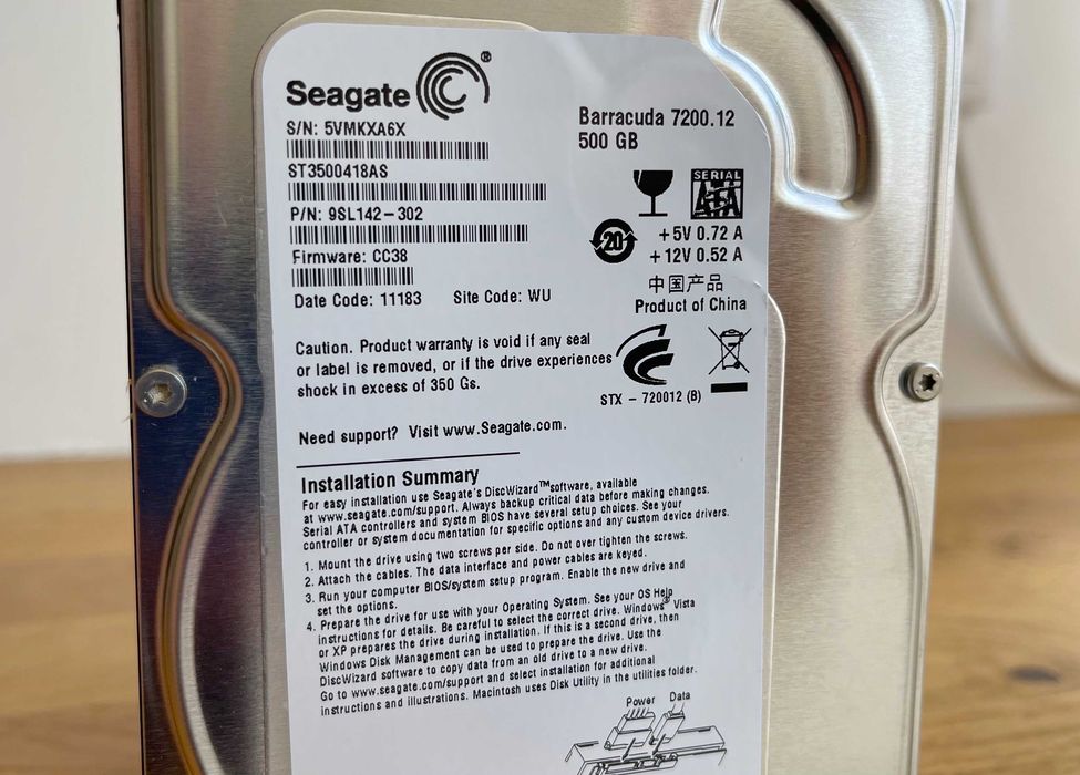 Disco Rígido Seagate 500GB SATA – Excelente Estado