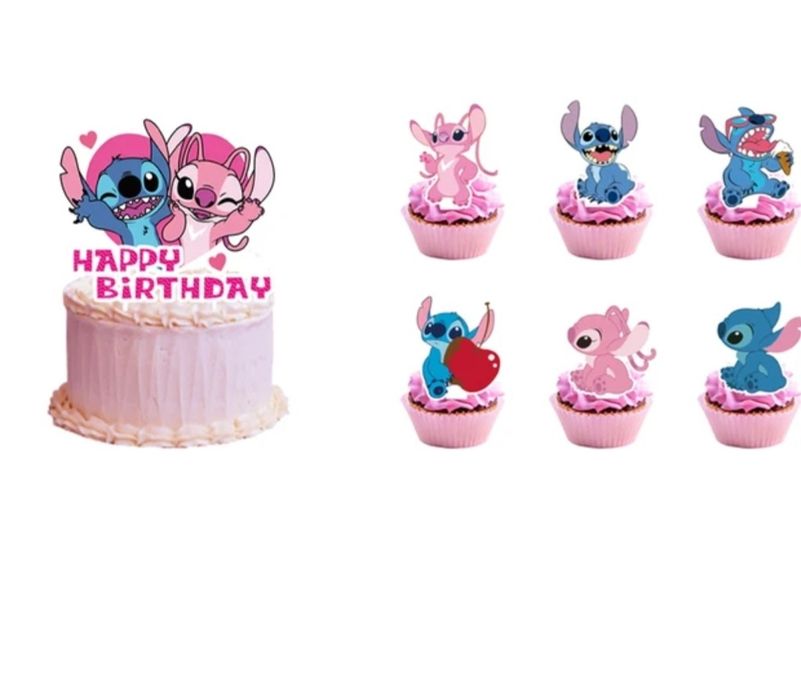 Topper STITCH 13 szt. na tort Urodzinowy/Muffinek