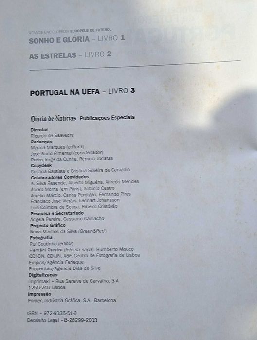 3 Livros Europeus de Futebol Grande Enciclopédia, Ed. Diário Noticias