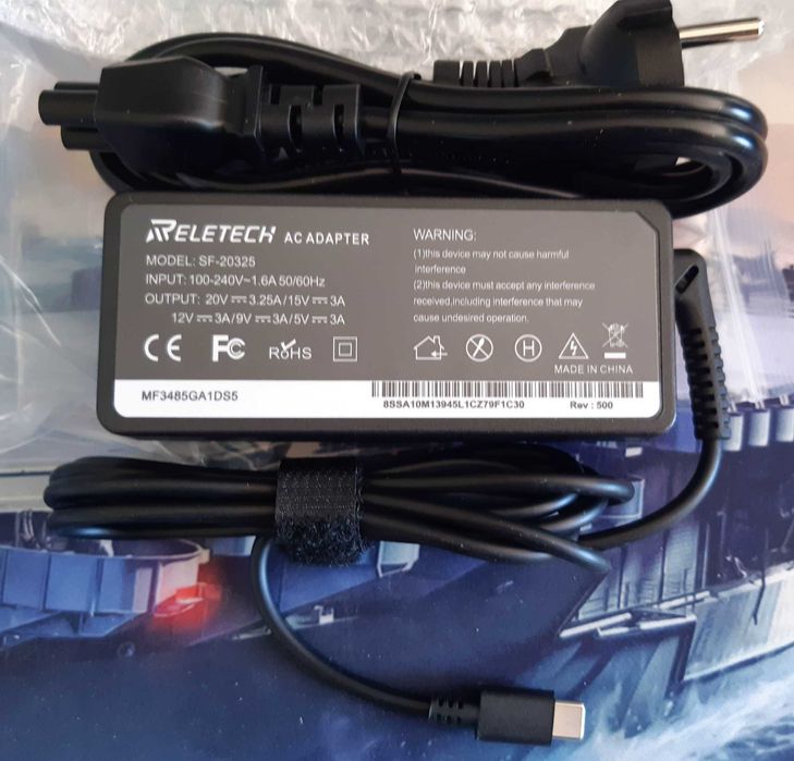 Универсальное зарядное устройство до ноутбука 65W USB-C Зарядка адаптер для HP, Lenovo, Dell, Asus и других