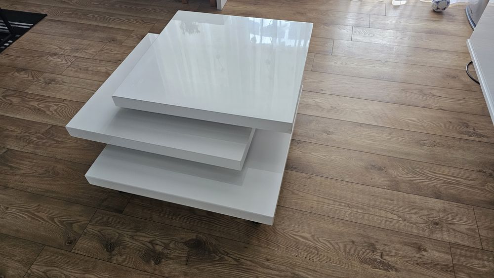 Stolik kawowy rozkładany, Biały połysk