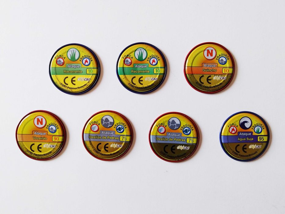 7 tazos (5 diferentes) POKEMON METAL TAZO | Chipicao lote ou venda a vulso