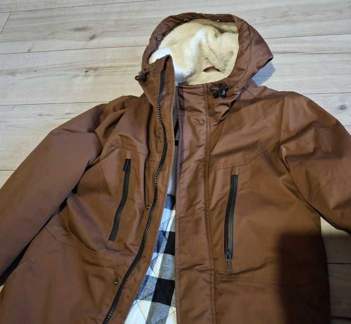 CROPP kurtka jak nowa rozm S fajny styl i jakosc brąz kaptur futro