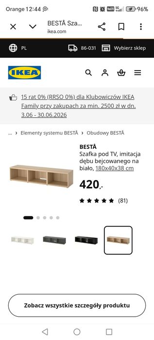 Sprzedam szafkę pod tv BESTA IKEA stan bdb