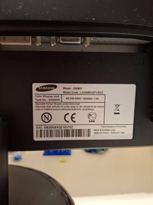 Monitor samsung  206 bw, stan bdb