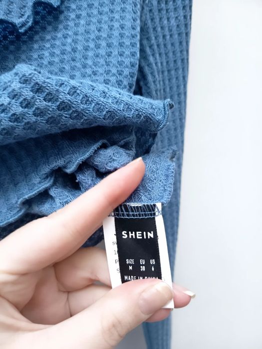 Top Azul de Manga Comprida