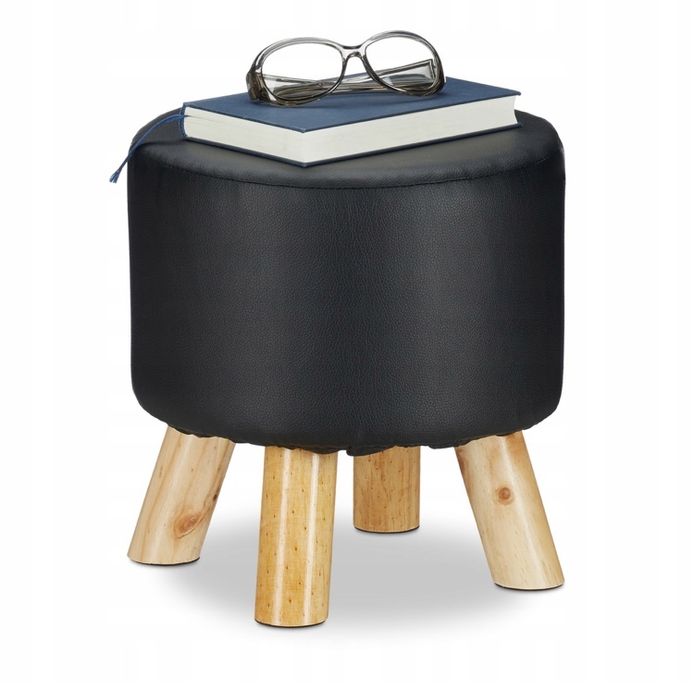 Pufa tapicerowana, taboret czarny NOWE