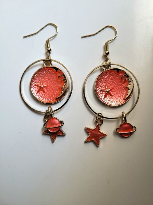 Kolczyki boho słowiańskie etniczne księżyc gwiazdy moon stars slavic