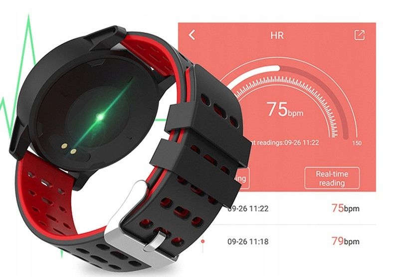 Smartwatch Zegarek Sportowy Kroki Kalorie Puls - Czarny
