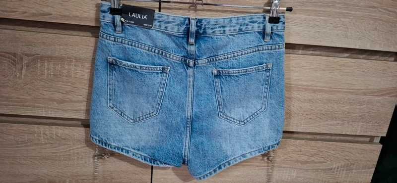 Jeansowe krótkie spodenki szorty wysoki stan 40/L nowe