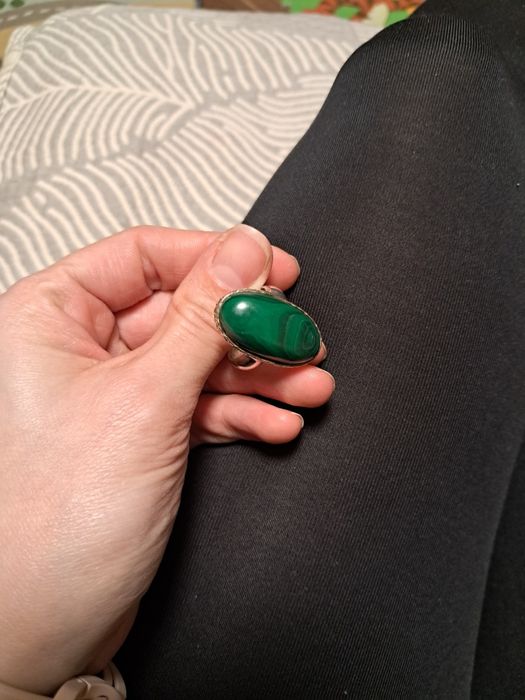 Перстень срібний,з малахітом. Каблучка. Кольцо