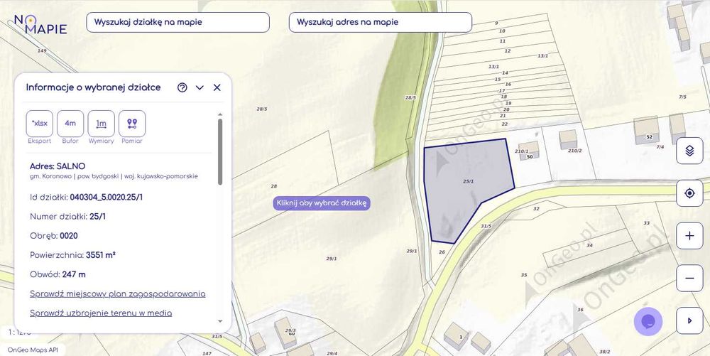 Działka budowlana Salno – gm. Koronowo, 5 min do jeziora