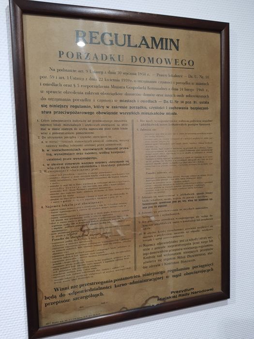 Afisz Regulamin Porządku Domowego 1960 rok