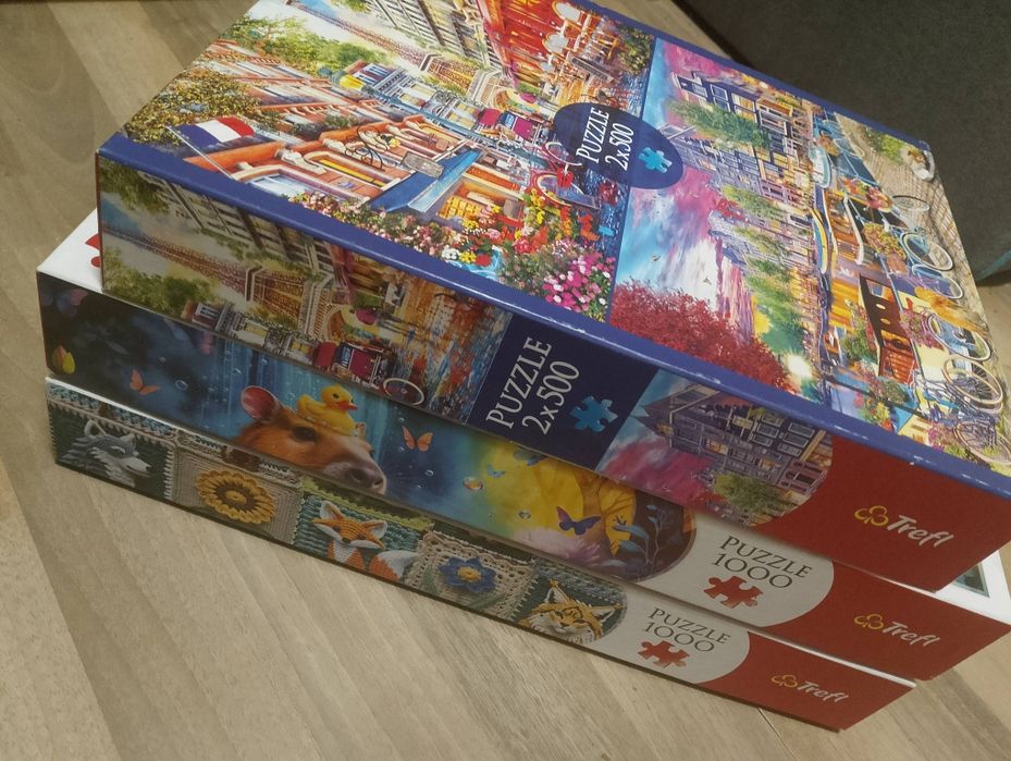Puzzle Trefl 2x1000 i 2x500 kompletne stan bdb