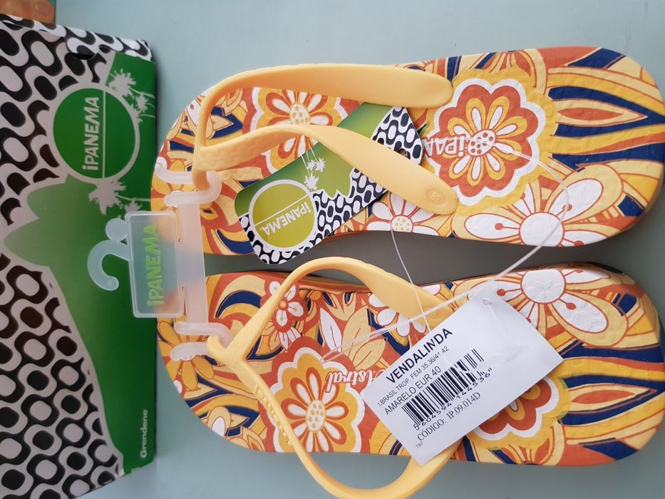 Chinelos Ipanema Amarelos Flores - Tamanho 40
