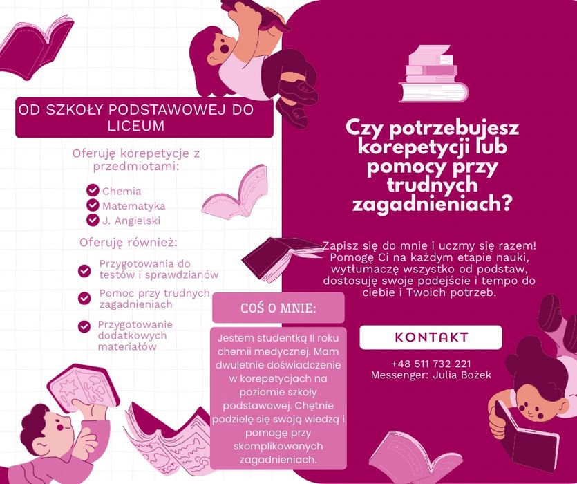 Korepetycje z chemii, matematyki i angielskiego