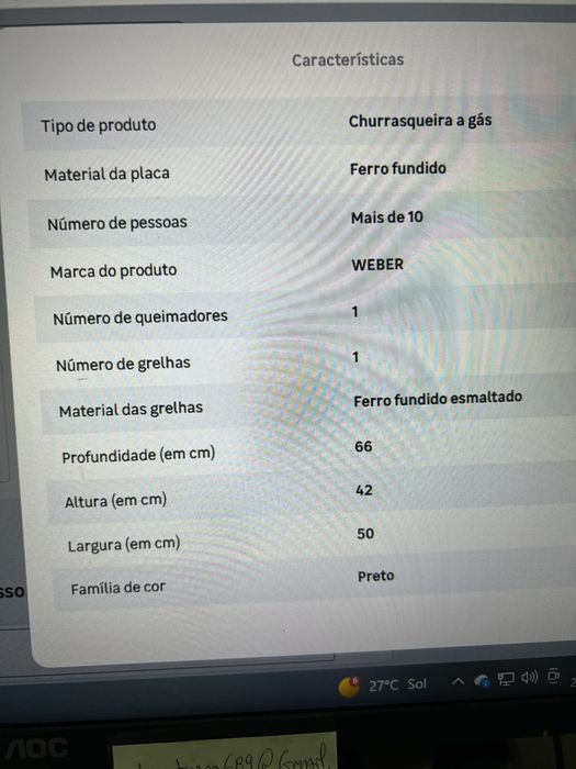 Grelhador a gas Weber
