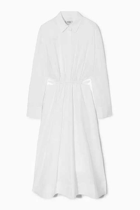 Сукня cos cutout-waist midi shirt dress / 44 синя, біла