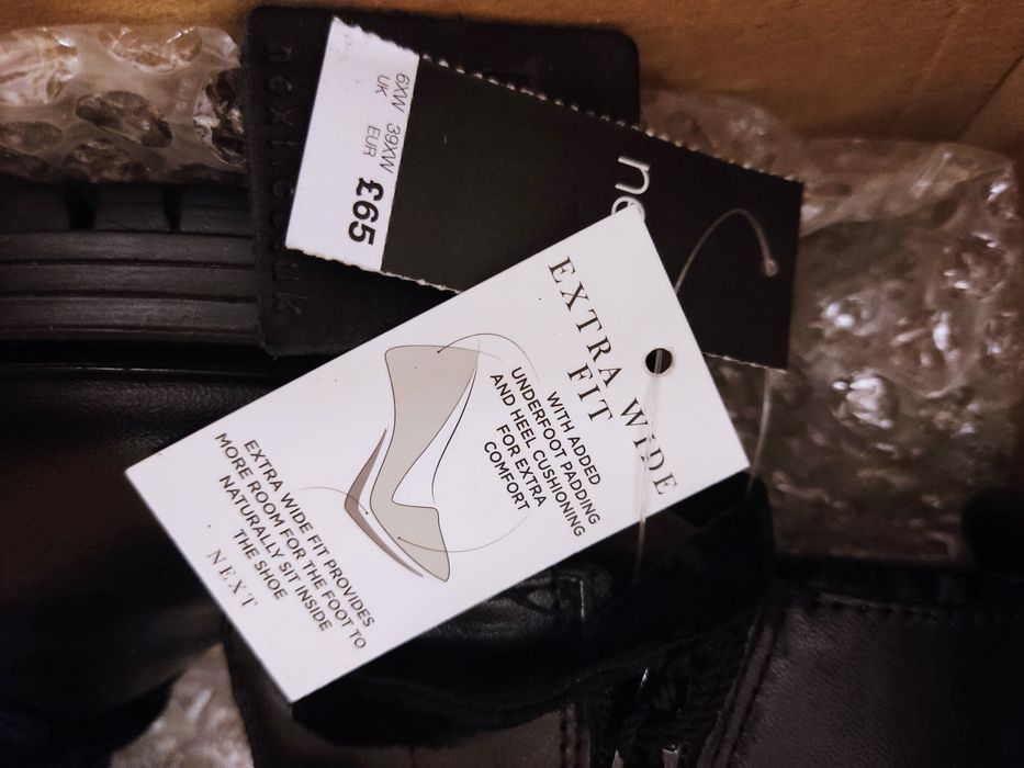 Skórzane botki trzewiki next wide leg na szeroką stopę