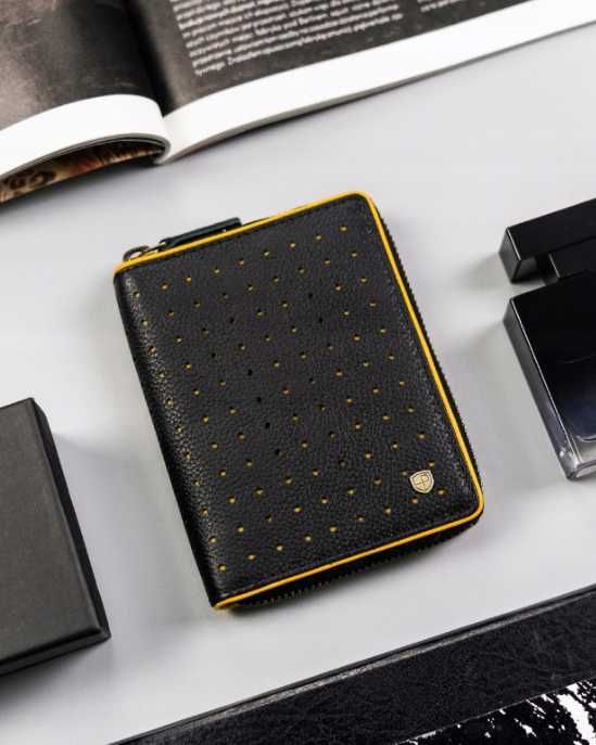 Peterson portfel skóra naturalna PTN 340.03 BL+YELLOW mężczyzna ttst76