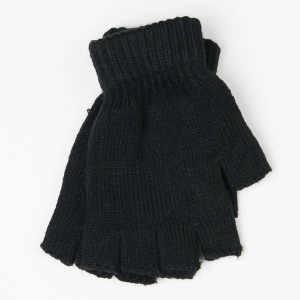 Чорні Перчатки без пальців, мітенки , в'язані Перчатки, безпалі