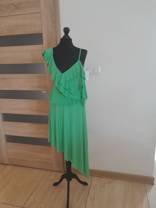 Zielona elegacka asymetryczna sukienka asos S 36