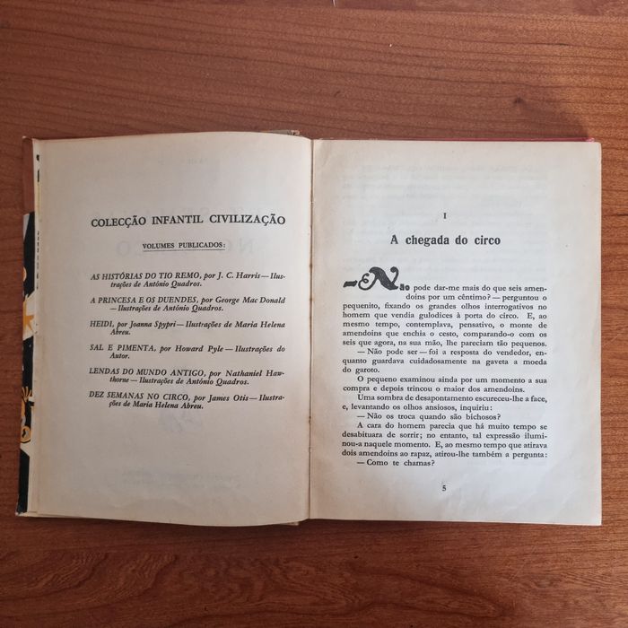 10 semanas no circo. James Otis. 1.ª Edição Portuguesa. RARO