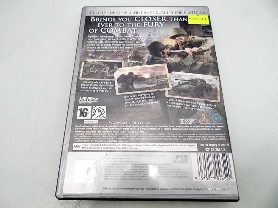 CALL OF DUTY 3 PlayStation 2 (PS2) pudełkowa / Platinum / Eko Komis