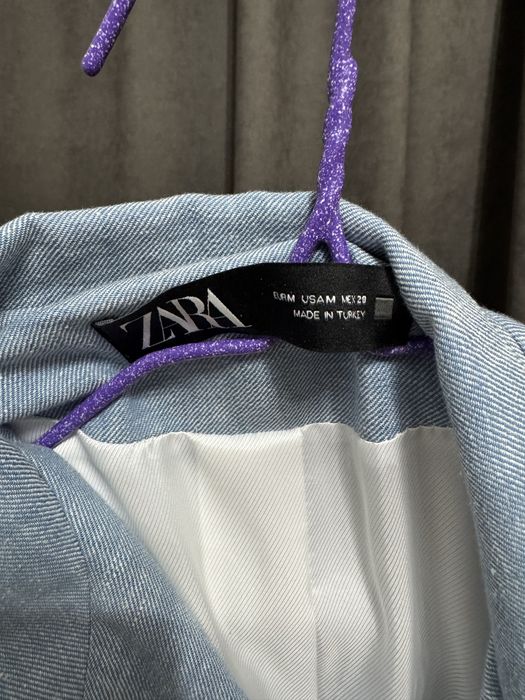 Блакитний льняний костюм Zara