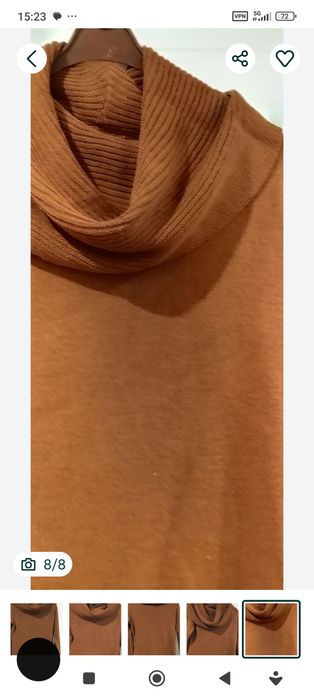 Rudobrązowa sweterkowa tunika z golfem w rozmiarze 40-42. Sabra