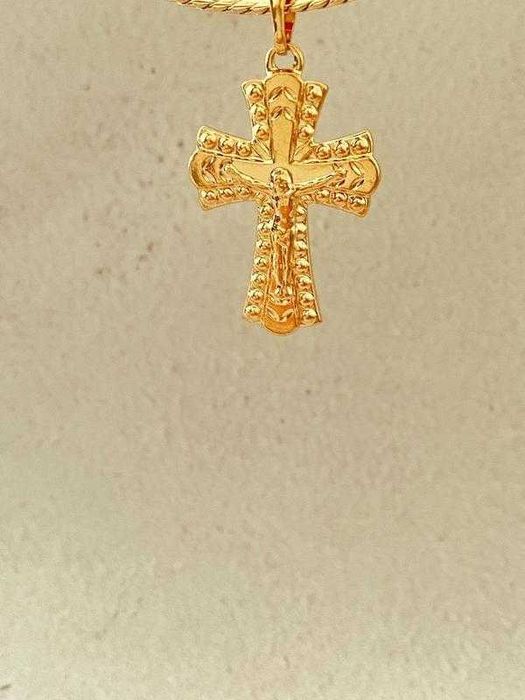 Позолочений Ланцюжок "Плетіння Фігаро" + Хрестик. Позолота. Цепочка