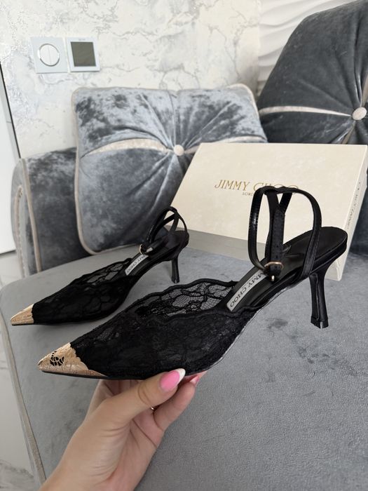 Женские черные туфли Jimmy Choo с кружевом