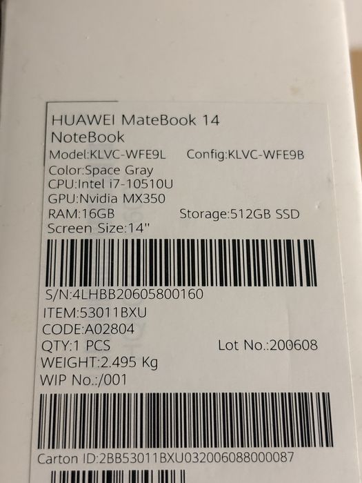 Huawei Matebook 14 i7 como novo