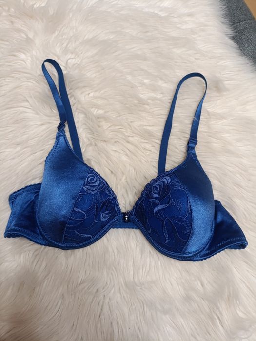 Biustonosz granatowy niebieski vintage 75 C VickLan's International