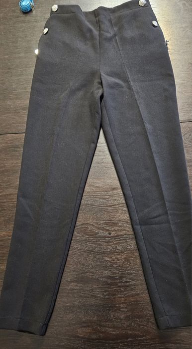 Spodnie materiałowe, damskie, czarne, nogawka z kantem, r. 38