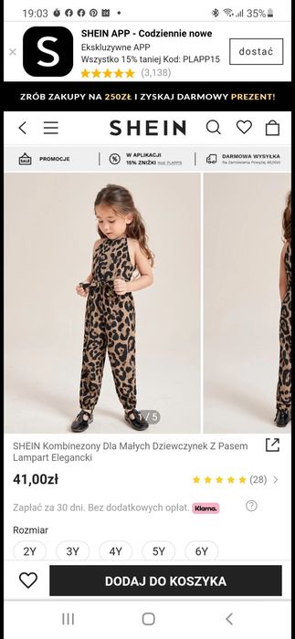 Kombinezon SHEIN panterka mama i córka r 104