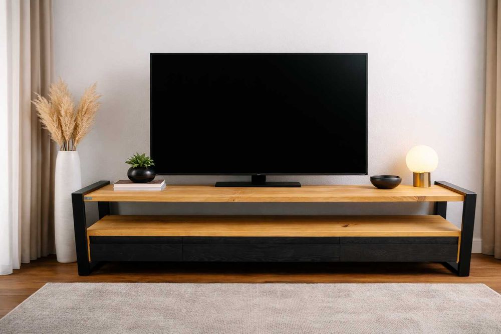 Szafka RTV Dębowa LOFT 100% Lite Drewno Różne Wymiary.