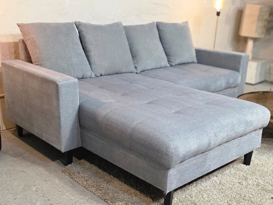 Szary narożnik na nóżkach | Transport GRATIS