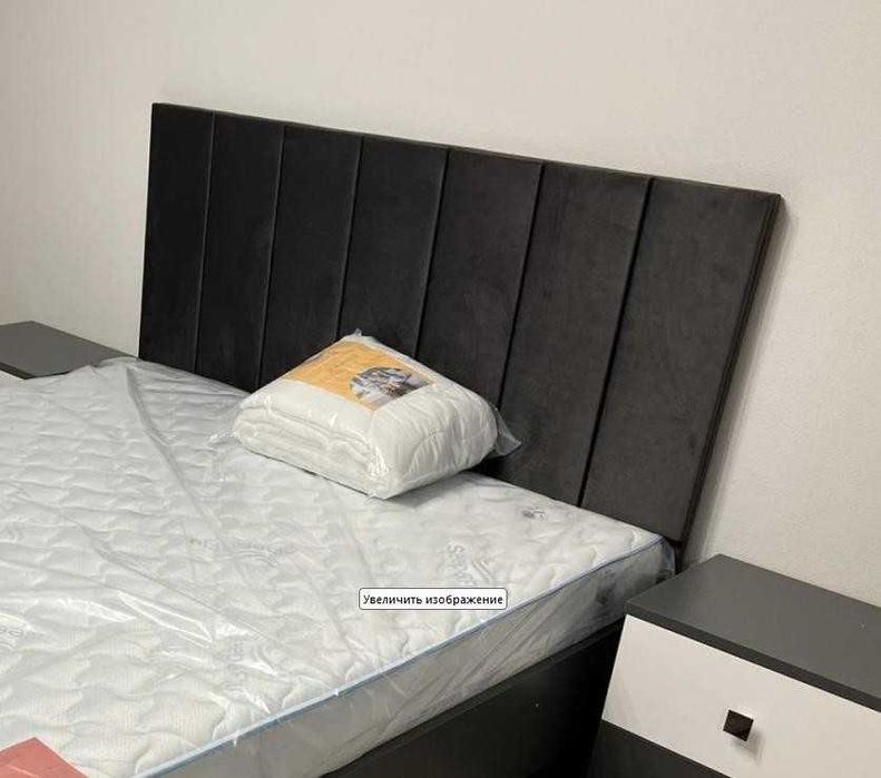 Нове Ліжко Лондон з м'яким бильцем колір сірий