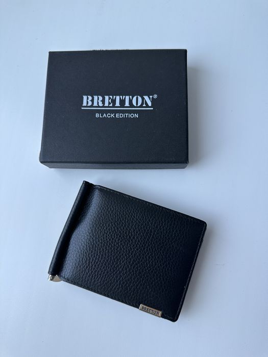 Новий шкіряний затискач для грошей BRETTON Black Edition