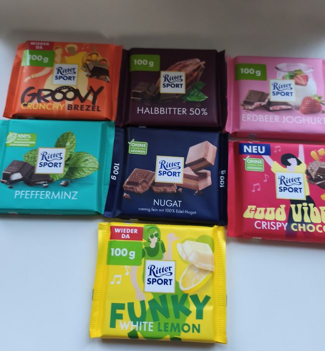 Zestaw 7 czekolad ritter sport każda po 100 g