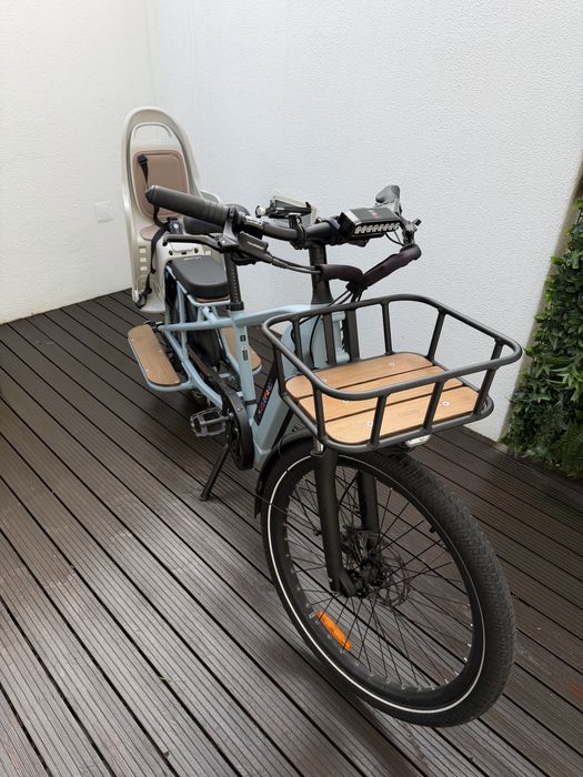 Bicicleta eletrica carga longtail decathlon